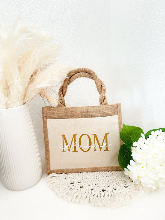 Personalisierte Jutetasche „MOM“
