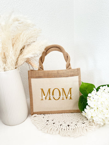 Personalisierte Jutetasche „MOM“