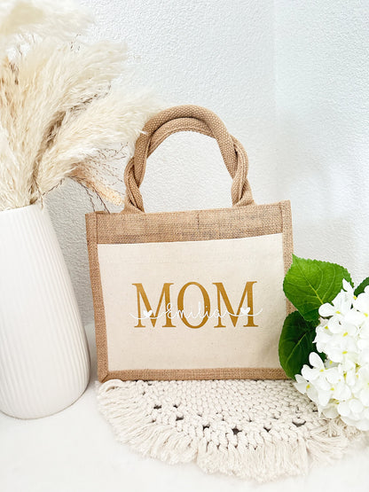 Personalisierte Jutetasche „MOM“