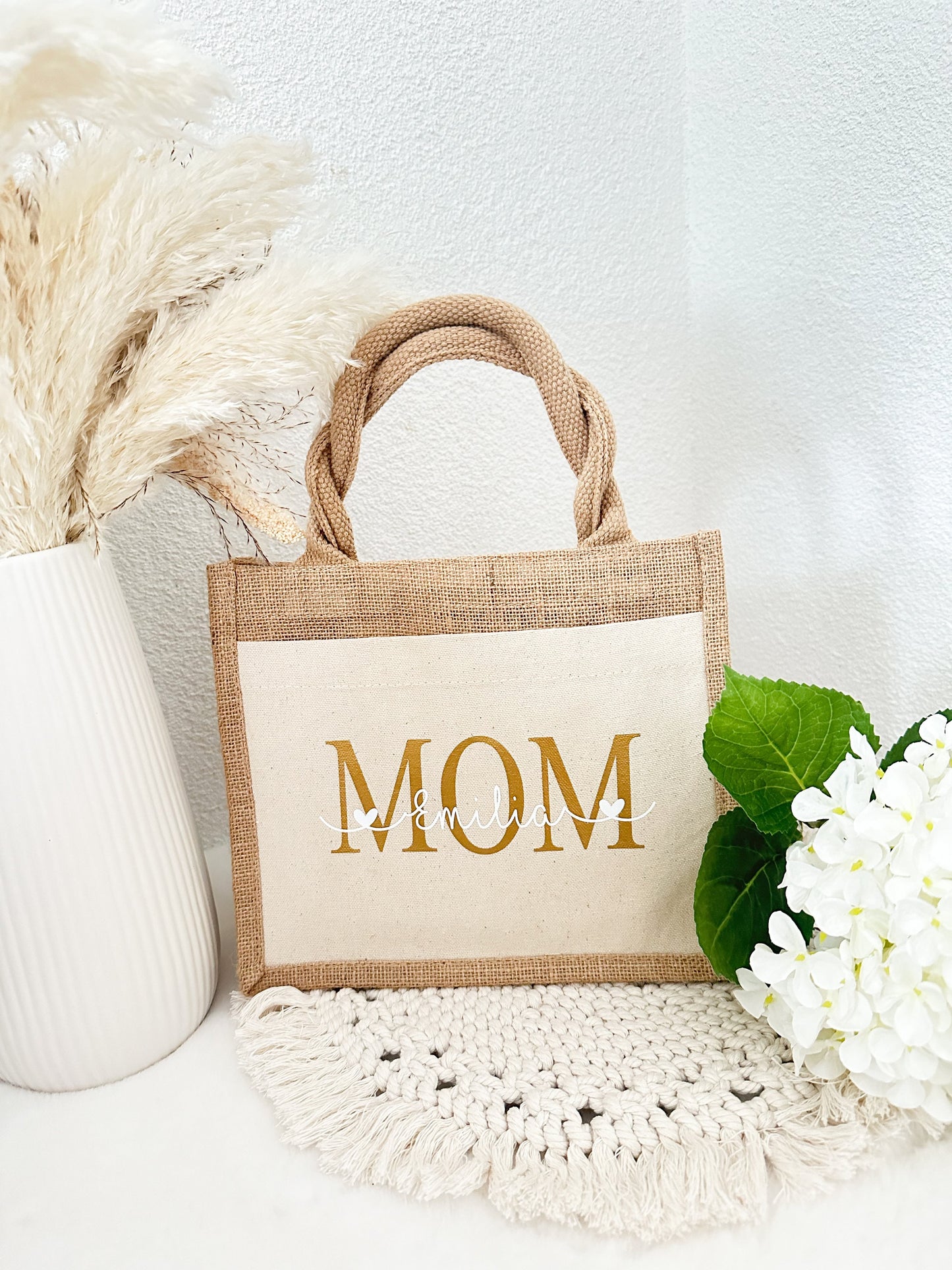 Personalisierte Jutetasche „MOM“