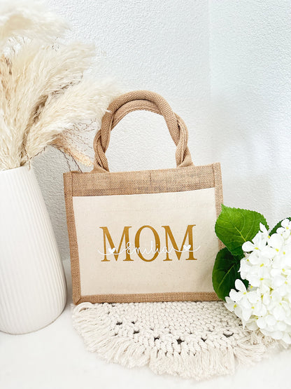 Personalisierte Jutetasche „MOM“