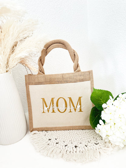 Personalisierte Jutetasche „MOM“