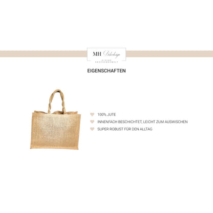 Jute Tasche mit Spruch“ Shopping Expertin „