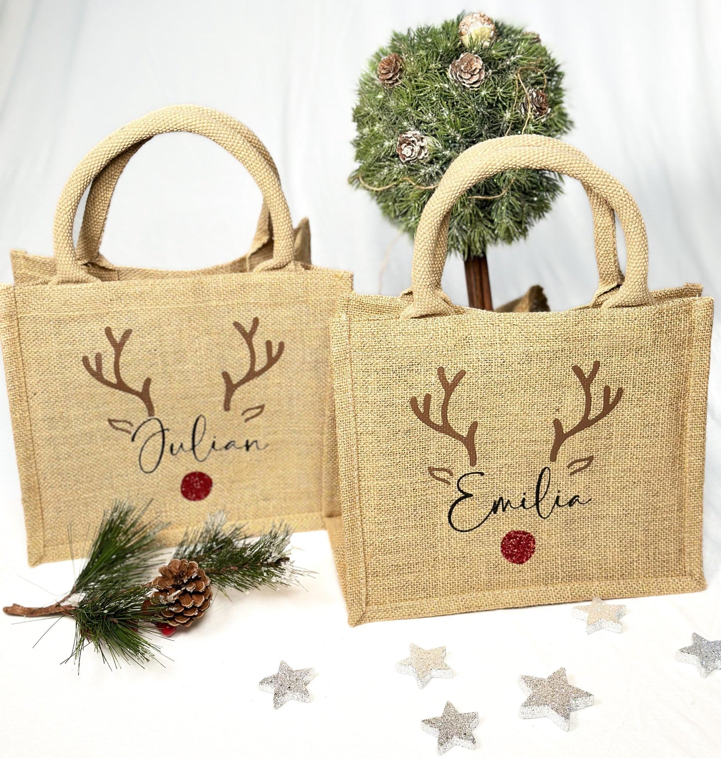 Jute Tasche „Rentier“ personalisiert mit Namen