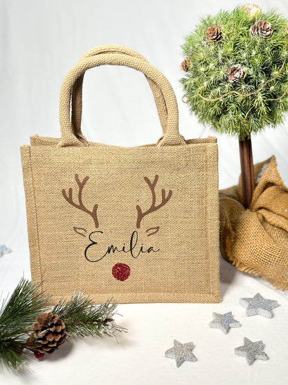 Jute Tasche „Rentier“ personalisiert mit Namen