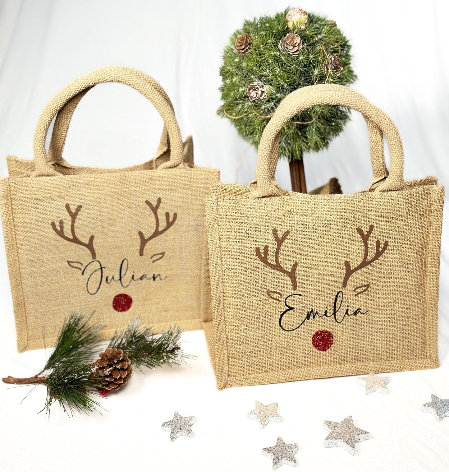 Jute Tasche „Rentier“ personalisiert mit Namen