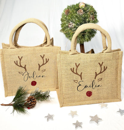 Jute Tasche „Rentier“ personalisiert mit Namen