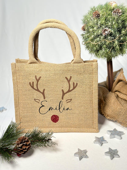 Jute Tasche „Rentier“ personalisiert mit Namen