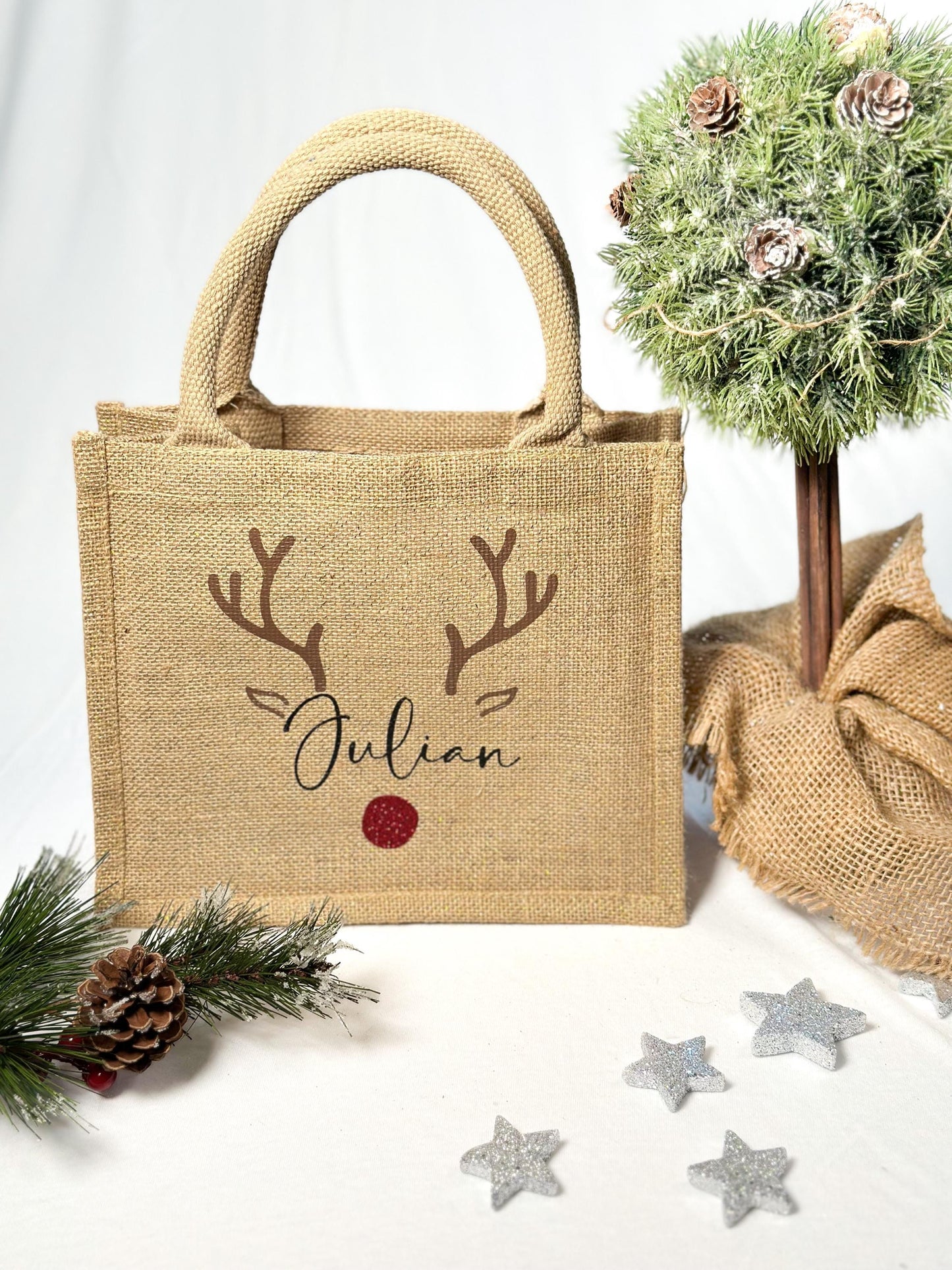 Jute Tasche „Rentier“ personalisiert mit Namen