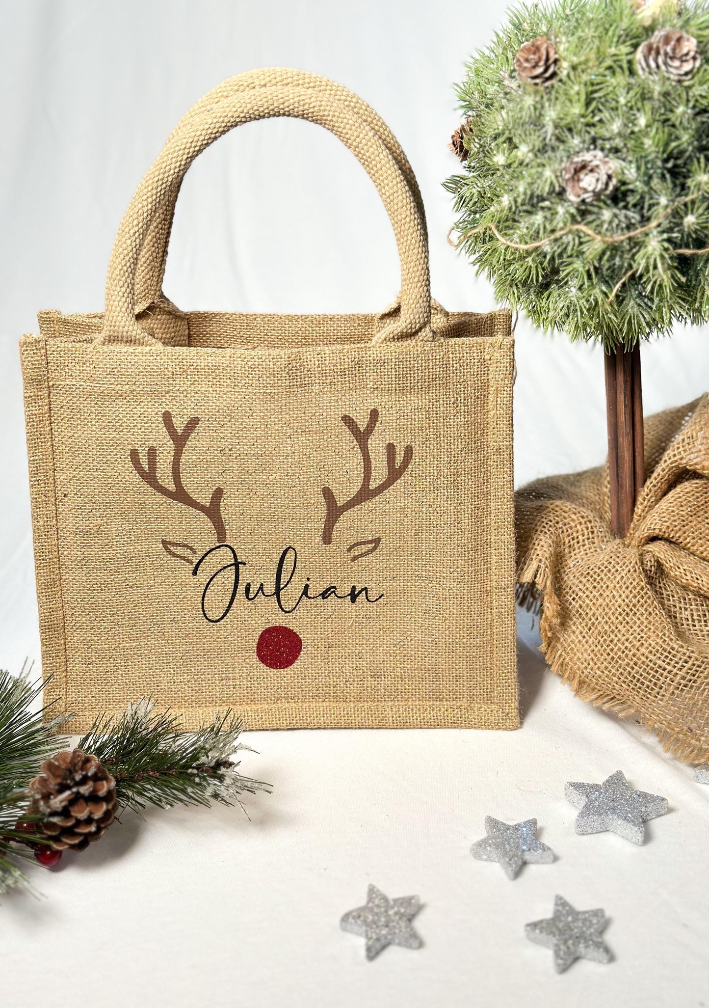Jute Tasche „Rentier“ personalisiert mit Namen