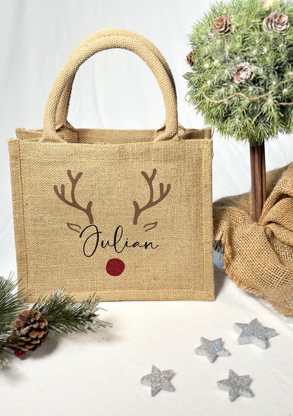 Jute Tasche „Rentier“ personalisiert mit Namen